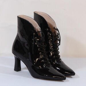 Nine West Callah Black Leather Goth Victorian Bootie 40th Anniversary Capsule